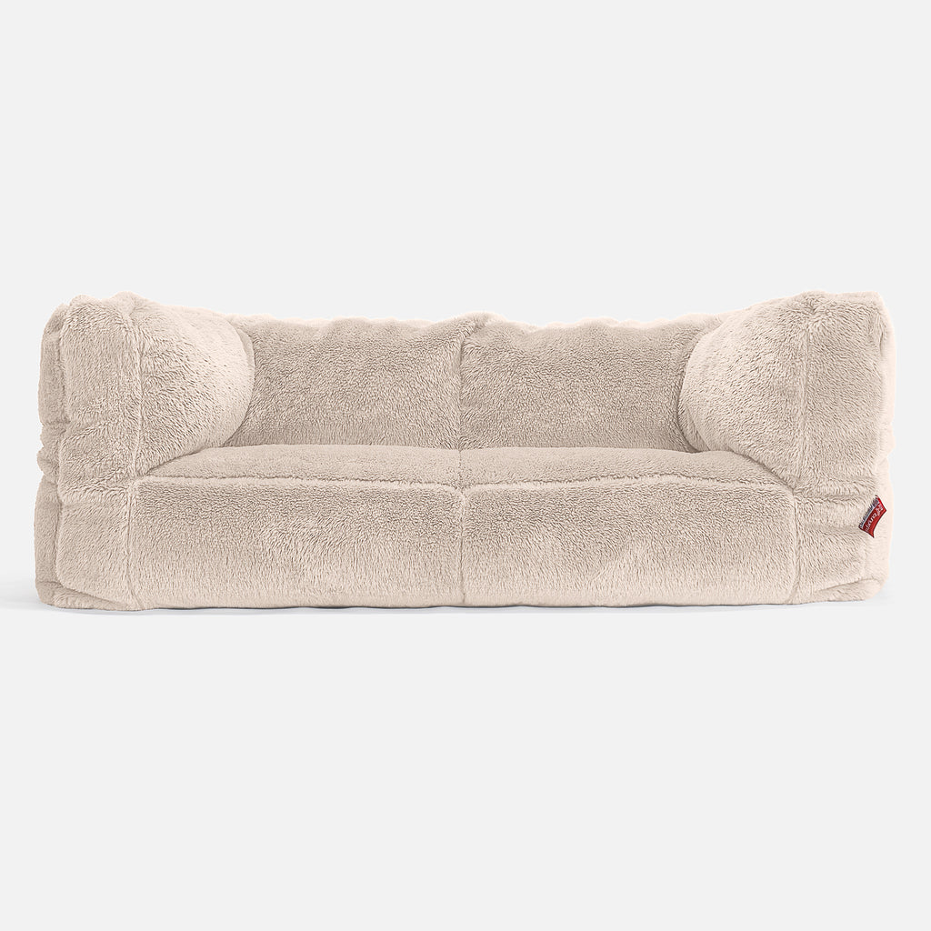 The 2 Seater Albert Sofa Bean Bag - Teddy Faux Fur Cream 01