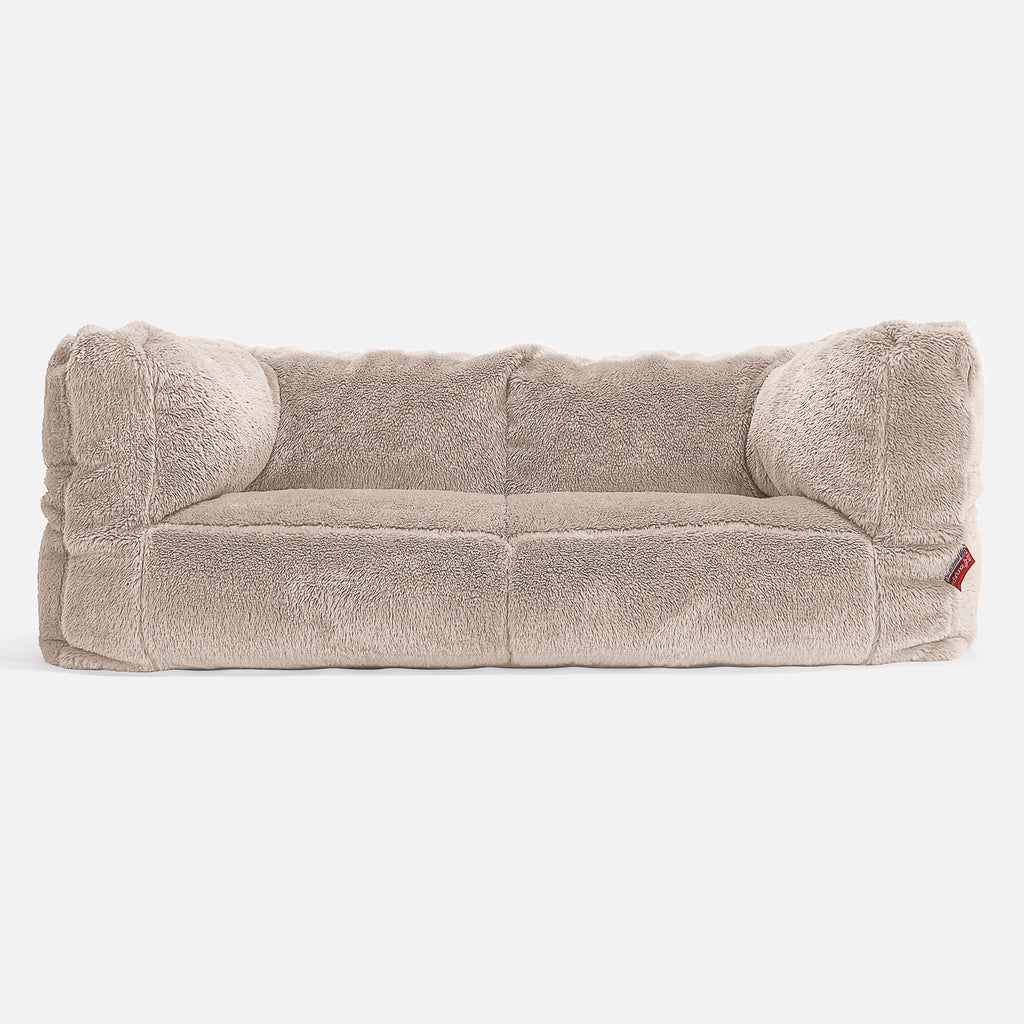 The 2 Seater Albert Sofa Bean Bag - Teddy Faux Fur Mink 01