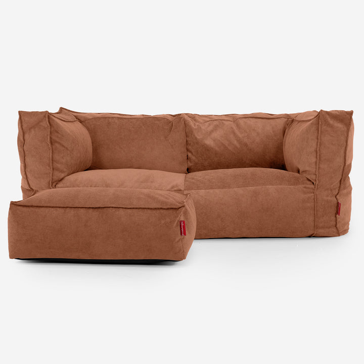 The 2 Seater Albert Sofa Bean Bag - Needlecord Amber 02