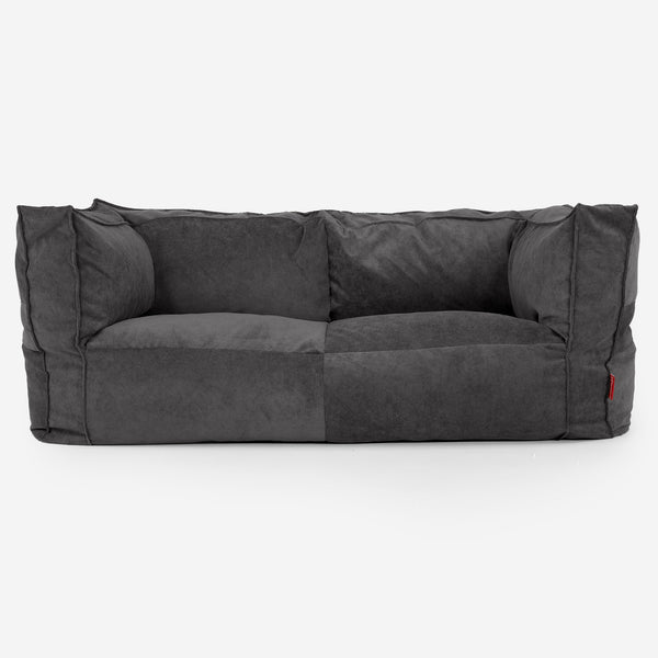 The 2 Seater Albert Sofa Bean Bag - Needlecord Charcoal 01