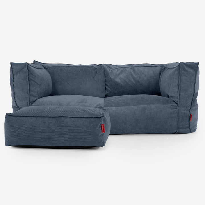 The 2 Seater Albert Sofa Bean Bag - Needlecord Navy 02