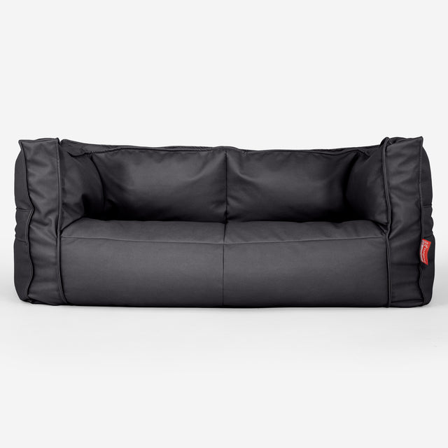 The 2 Seater Albert Sofa Bean Bag - Vegan Leather Black 01