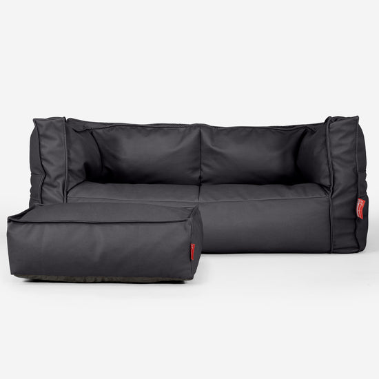 The 2 Seater Albert Sofa Bean Bag - Vegan Leather Black 02