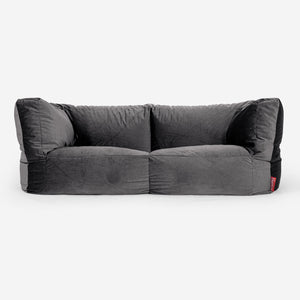 The 2 Seater Albert Sofa Bean Bag - Velvet Graphite Grey
