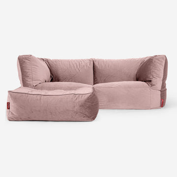 The 2 Seater Albert Sofa Bean Bag - Velvet Rose Pink 02