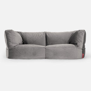 The 2 Seater Albert Sofa Bean Bag - Velvet Silver