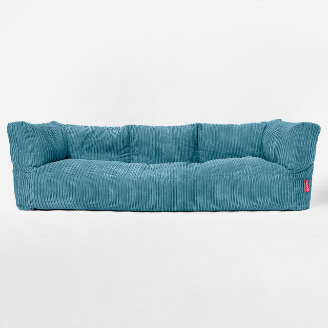 The 3 Seater Albert Sofa Bean Bag - Cord Aegean Blue 01