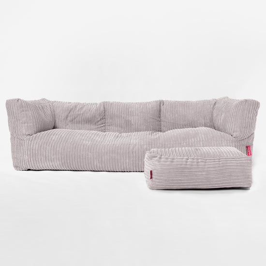 Lounge Pug Giant 3 Seater Bean Bag Sofa Cord Silver Grey Albert Beanbag Couch Big Bertha Original UK