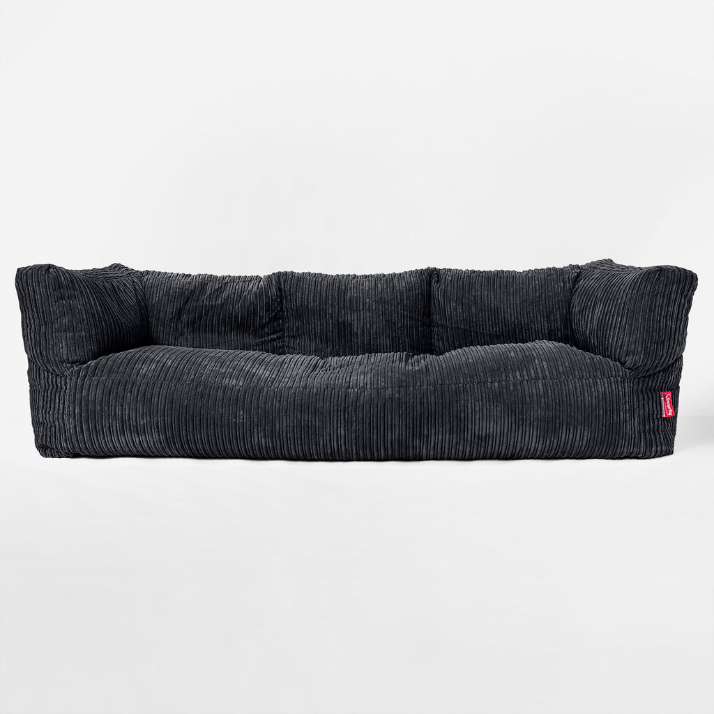 Lounge Pug Giant 3 Seater Bean Bag Sofa Cord Black Albert Beanbag