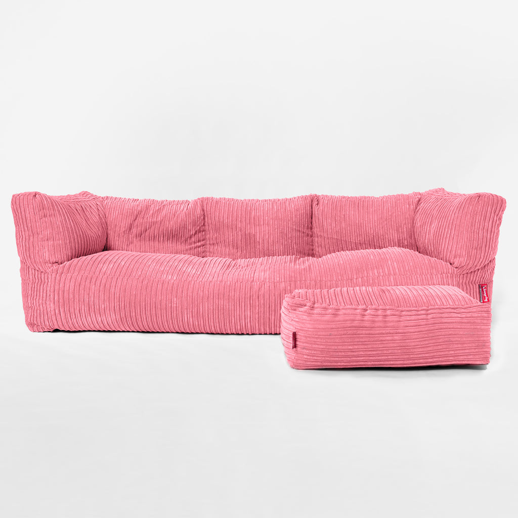Lounge Pug Giant 3 Seater Bean Bag Sofa Cord Coral Pink Albert
