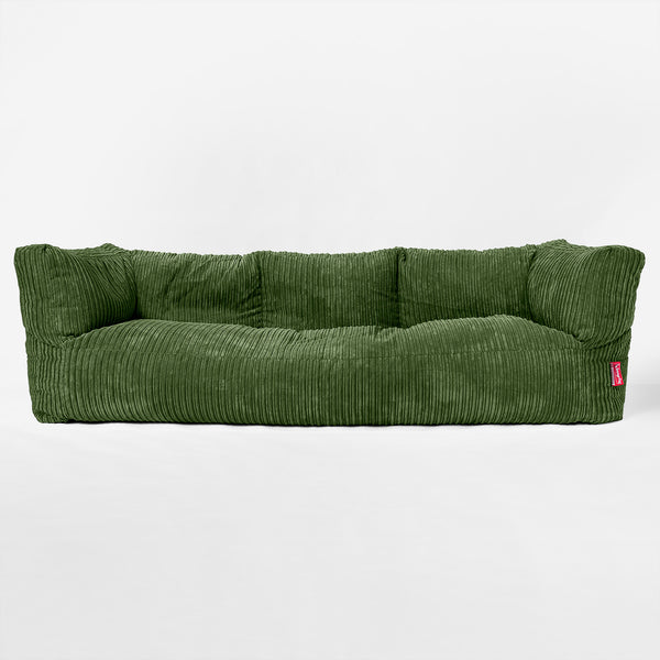 The 3 Seater Albert Sofa Bean Bag - Cord Forest Green 01