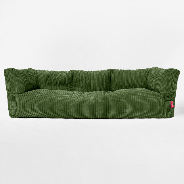 The 3 Seater Albert Sofa Bean Bag - Cord Forest Green 01