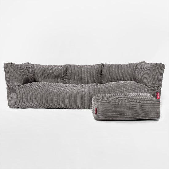 The 3 Seater Albert Sofa Bean Bag - Cord Graphite Grey 02