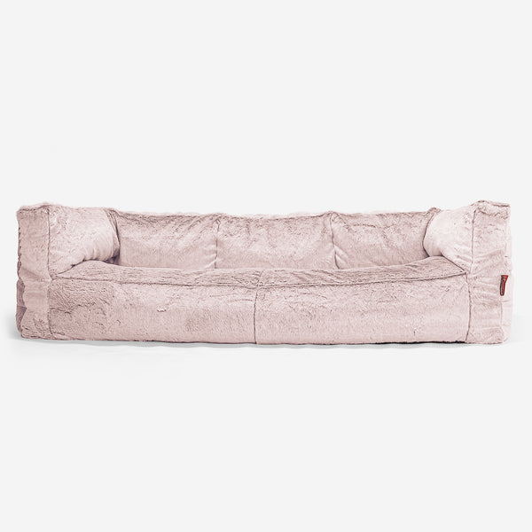 The 3 Seater Albert Sofa Bean Bag - Faux Rabbit Fur Dusty Pink 01