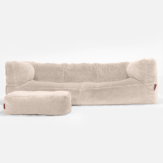 The 3 Seater Albert Sofa Bean Bag - Teddy Faux Fur Cream 02