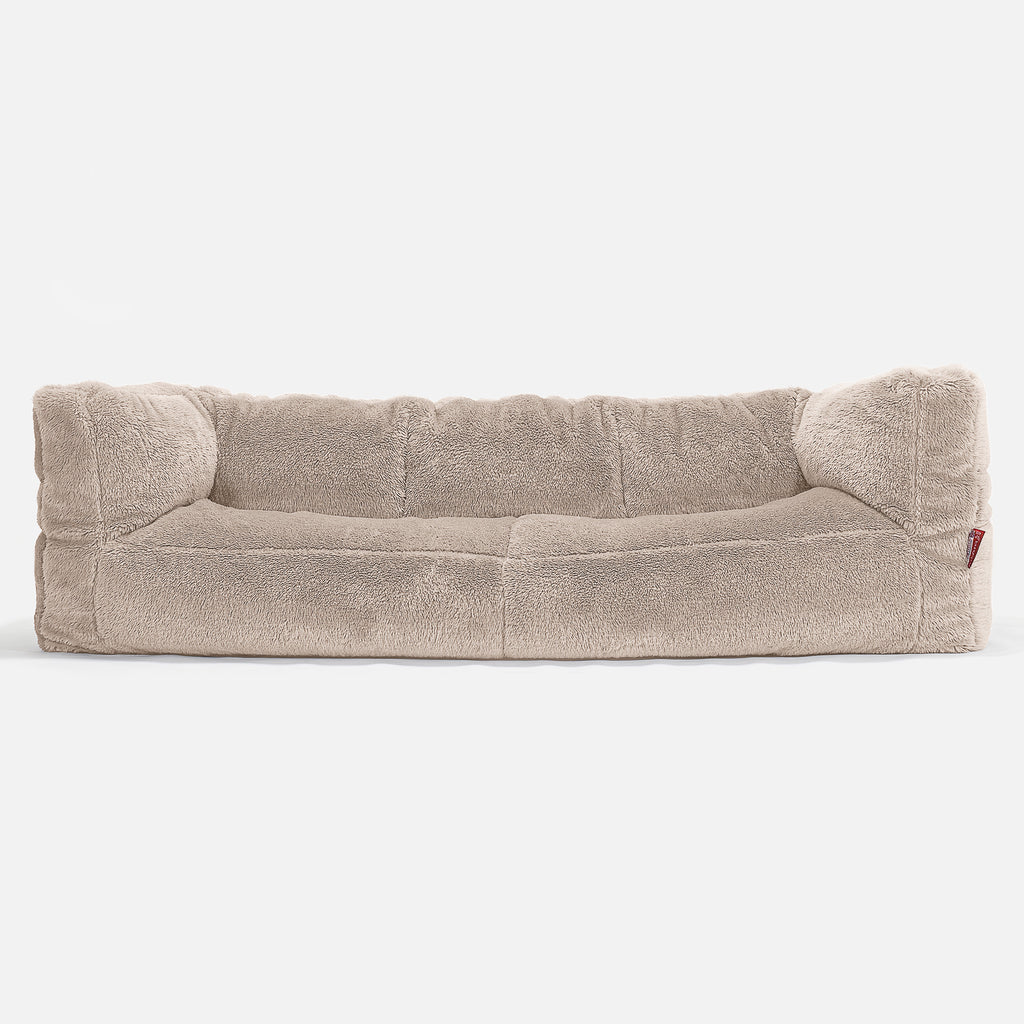 The 3 Seater Albert Sofa Bean Bag - Teddy Faux Fur Mink 01