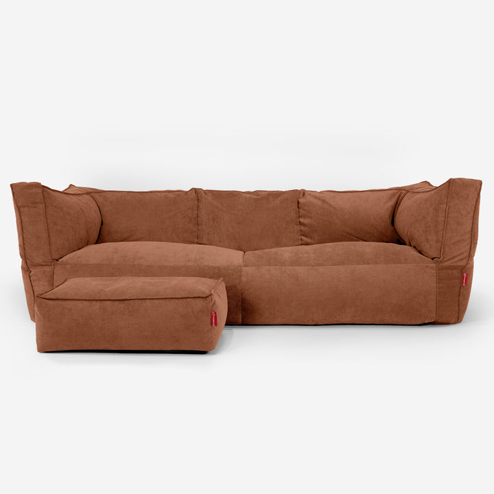 The 3 Seater Albert Sofa Bean Bag - Needlecord Amber 02