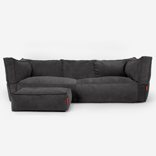 The 3 Seater Albert Sofa Bean Bag - Needlecord Charcoal 02