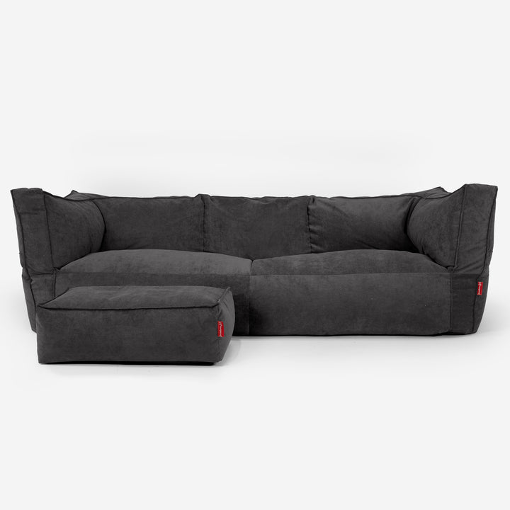 The 3 Seater Albert Sofa Bean Bag - Needlecord Charcoal 02