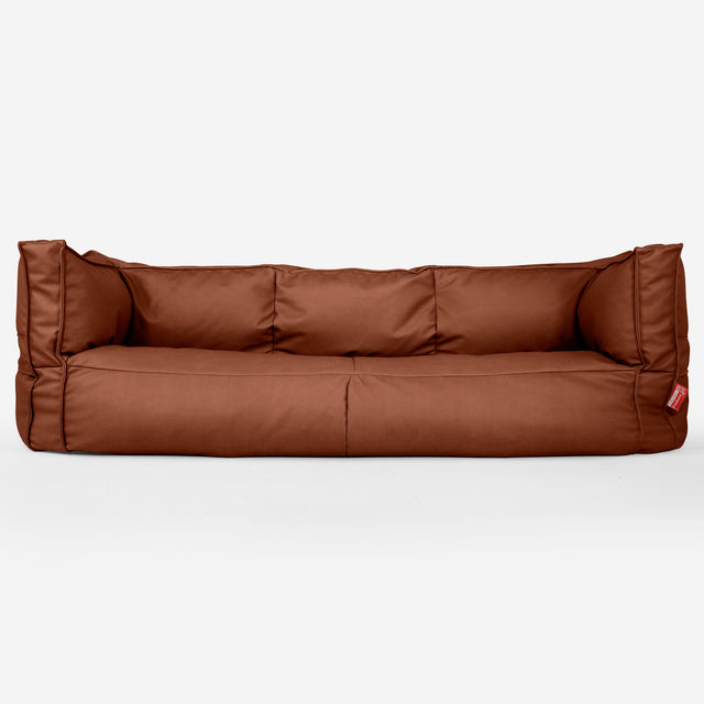 The 3 Seater Albert Sofa Bean Bag - Vegan Leather Chestnut 01