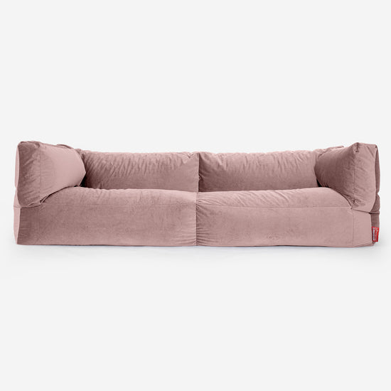 The 3 Seater Albert Sofa Bean Bag - Velvet Rose Pink 01