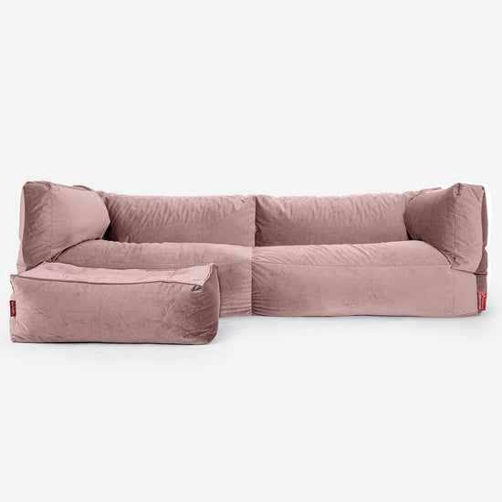 The 3 Seater Albert Sofa Bean Bag - Velvet Rose Pink 02