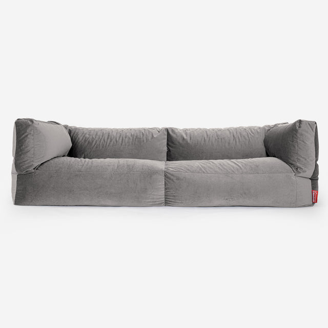 The 3 Seater Albert Sofa Bean Bag - Velvet Silver 01