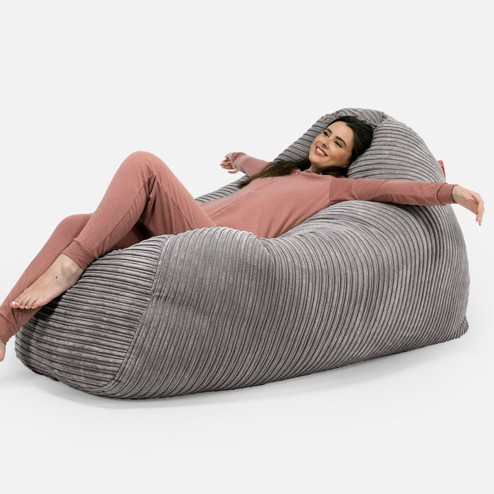 Lounge Pug Hammock Style Bean Bag Sofa Cord Graphite Grey Oversized Slab Bean Bag Chair Big Bertha Original UK