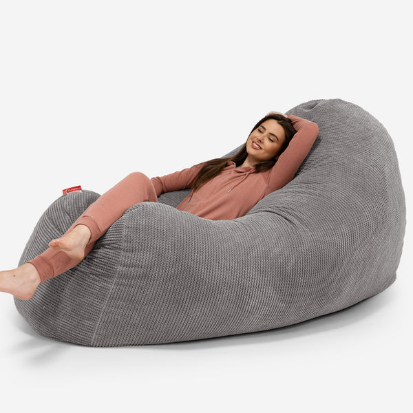 Loungie Comfy Memory Foam Chair Lounger Bean Bag Indoor&Outdoor in Light Grey