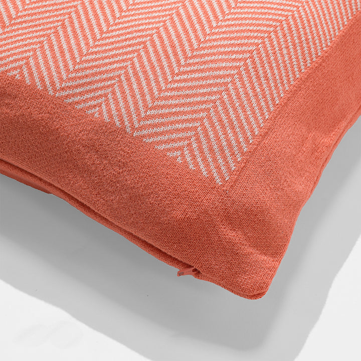 Decorative Cushion 47 x 47cm - 100% Cotton Herringbone Coral Pink