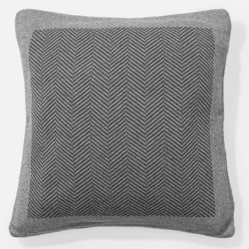 Decorative Cushion 47 x 47cm - 100% Cotton Herringbone Grey