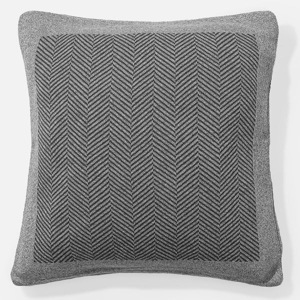 Decorative Cushion 47 x 47cm - 100% Cotton Herringbone Grey