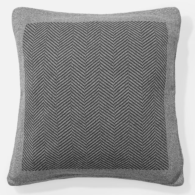 Decorative Cushion 47 x 47cm - 100% Cotton Herringbone Grey