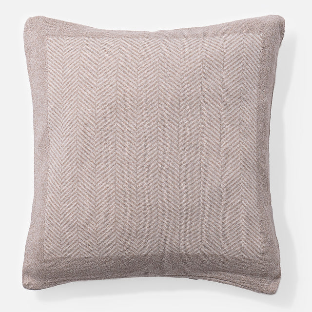 Decorative Cushion 47 x 47cm - 100% Cotton Herringbone Stone