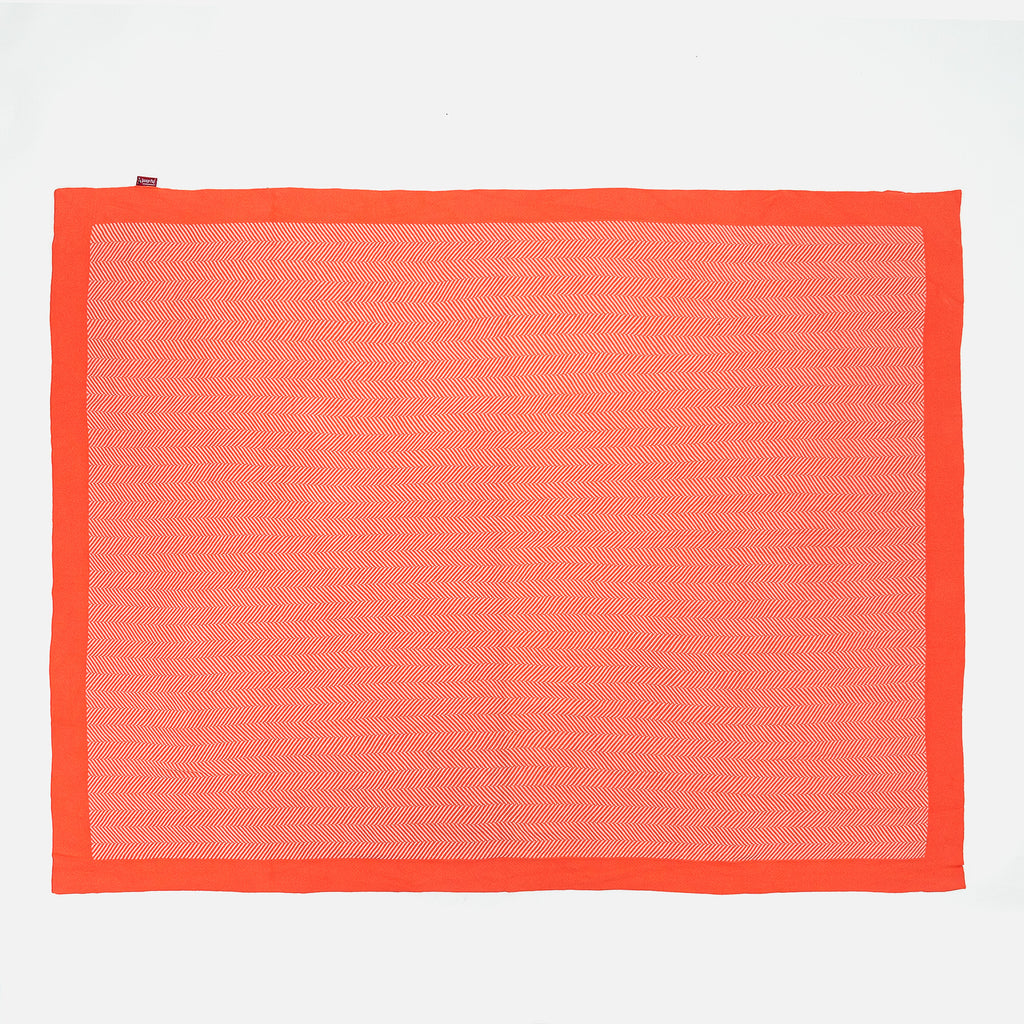 Throw / Blanket - 100% Cotton Herringbone Coral Pink 03