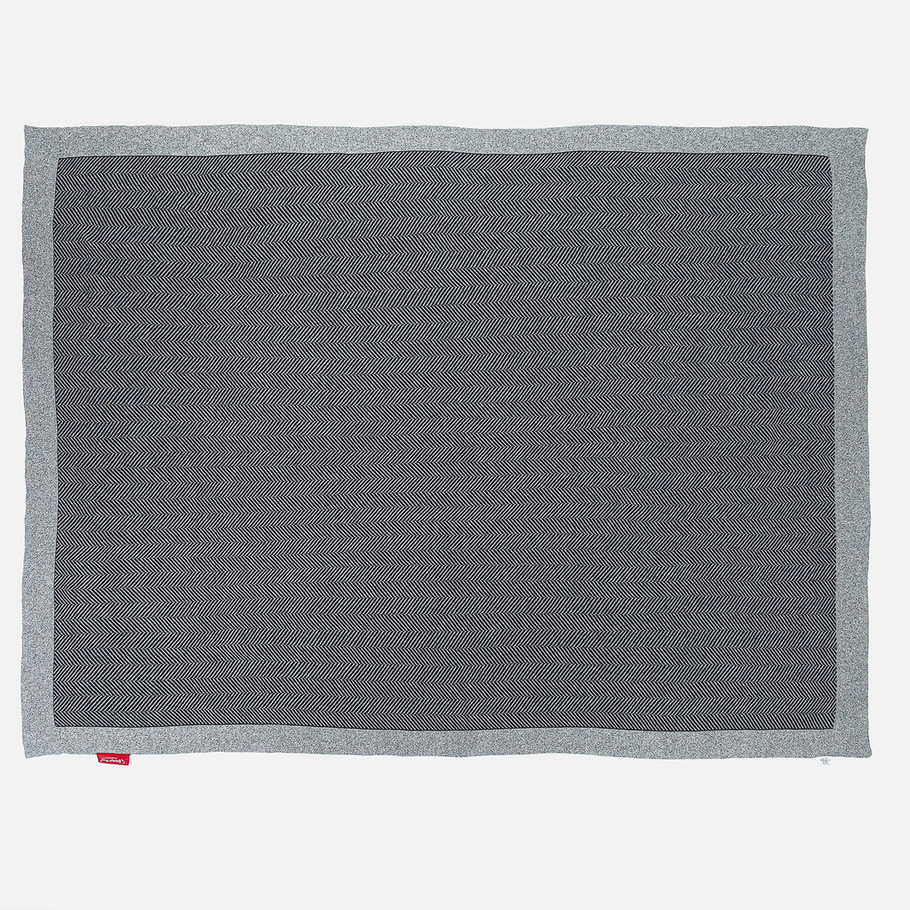Throw / Blanket - 100% Cotton Herringbone Grey 03