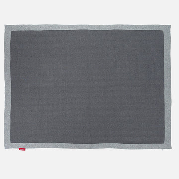 Throw / Blanket - 100% Cotton Herringbone Grey 03