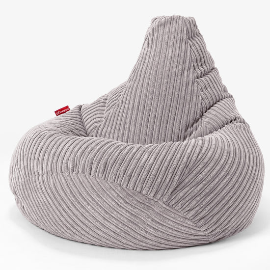 Highback Bean Bag Chair - Cord Aluminium Silver 02
