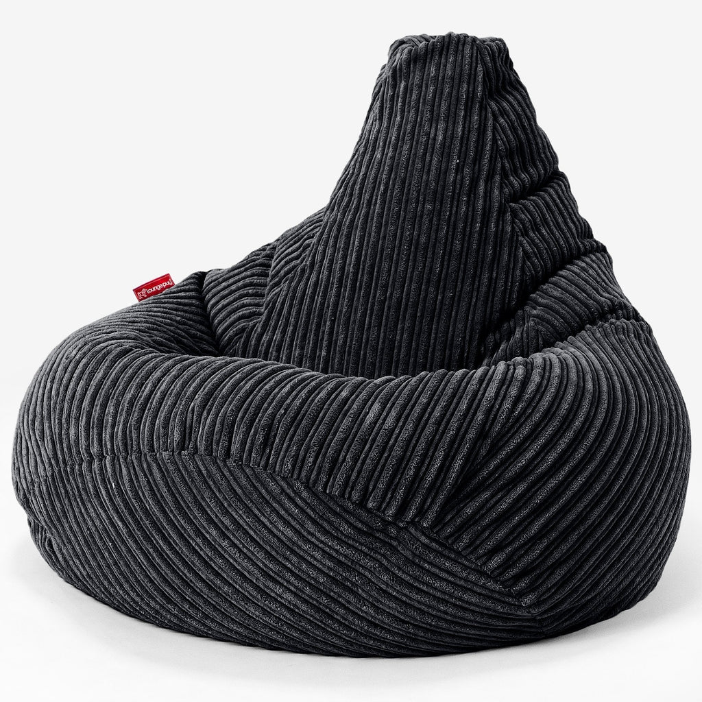 Highback Bean Bag Chair - Cord Black 02