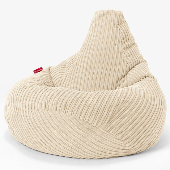 Highback Bean Bag Chair - Cord Cream 02