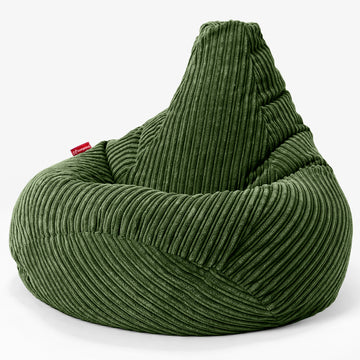 Highback Bean Bag Chair - Cord Forest Green 02