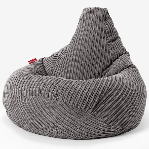 Highback Bean Bag Chair - Cord Graphite Grey 01
