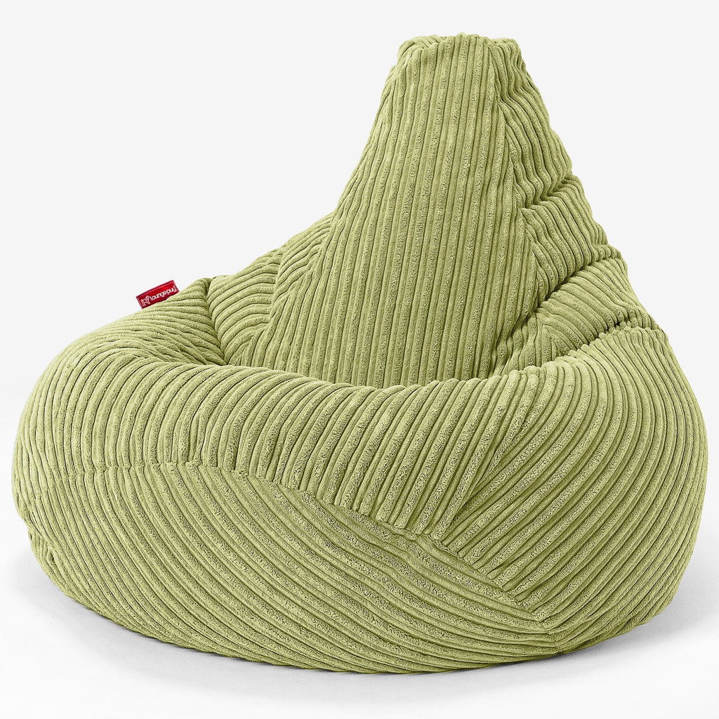 Highback Bean Bag Chair - Cord Lime Green 02