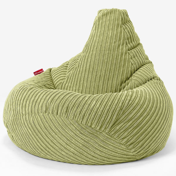 Highback Bean Bag Chair - Cord Lime Green 01