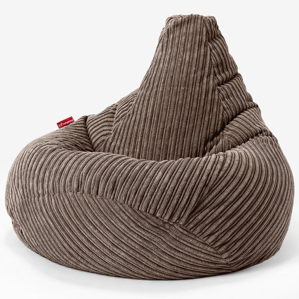 Highback Bean Bag Chair - Cord Mocha Brown 02
