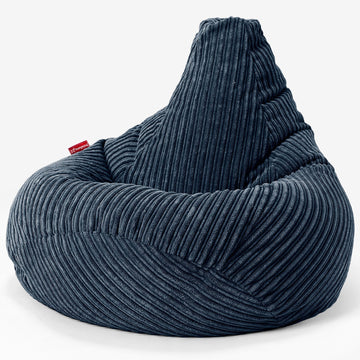 Highback Bean Bag Chair - Cord Navy Blue 02