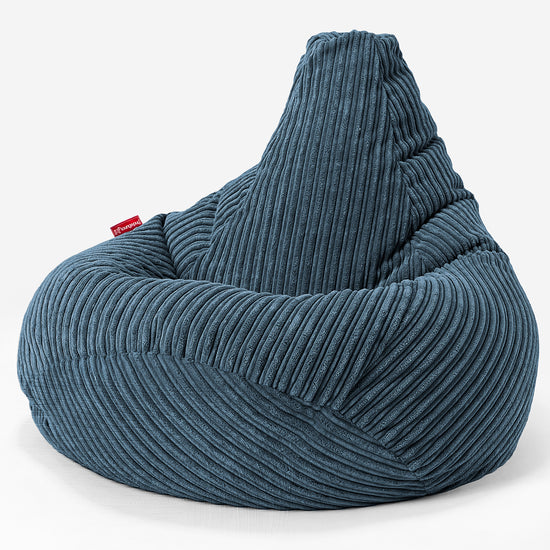 Highback Bean Bag Chair - Cord Navy Blue 02