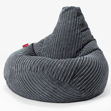 Highback Bean Bag Chair - Cord Steel Grey 02