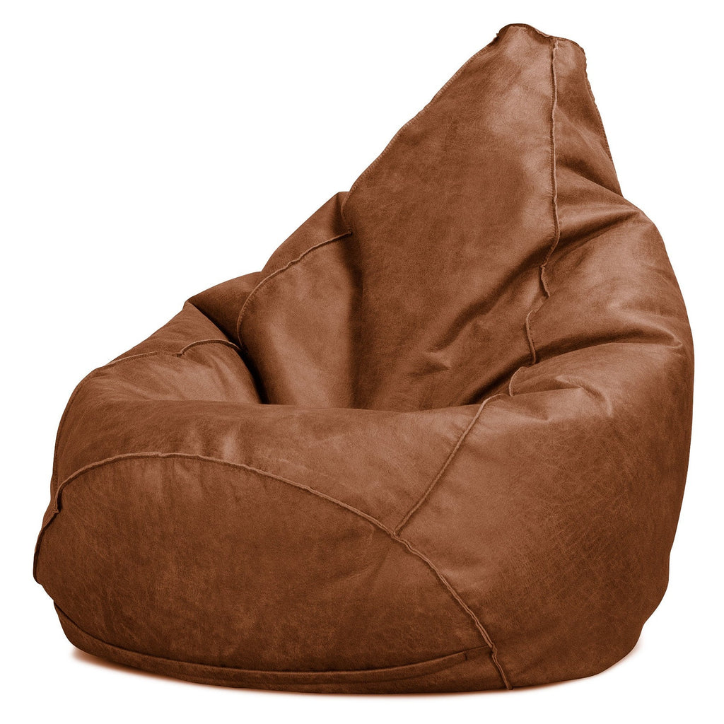 Highback Bean Bag Chair - Distressed Leather British Tan 02