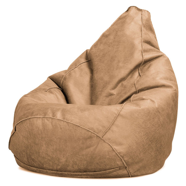 Highback Bean Bag Chair - Distressed Leather Honey Brown 01
